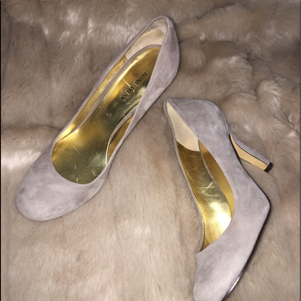 Nine West gray suede heels